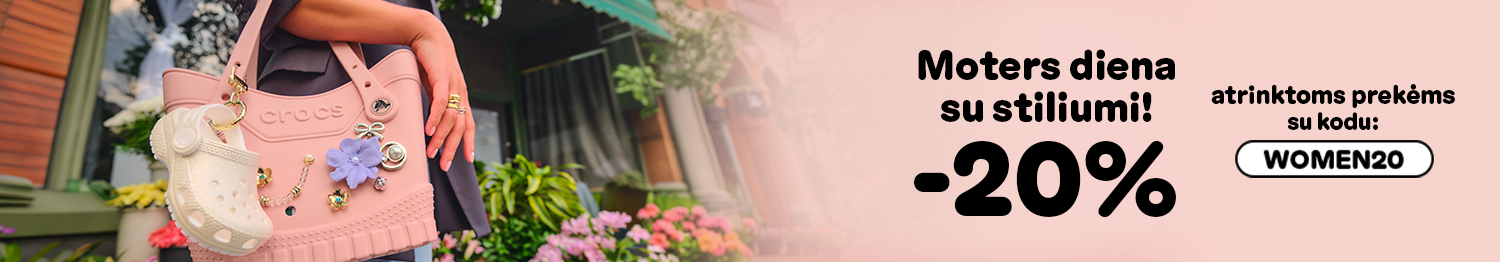 Moters dienos pasiūlymas: atrinktam Crocs asortimentui -20% su kodu WOMEN20. Avalynė, sandalai, rankinės ir aksesuarai. Pirkite dabar!